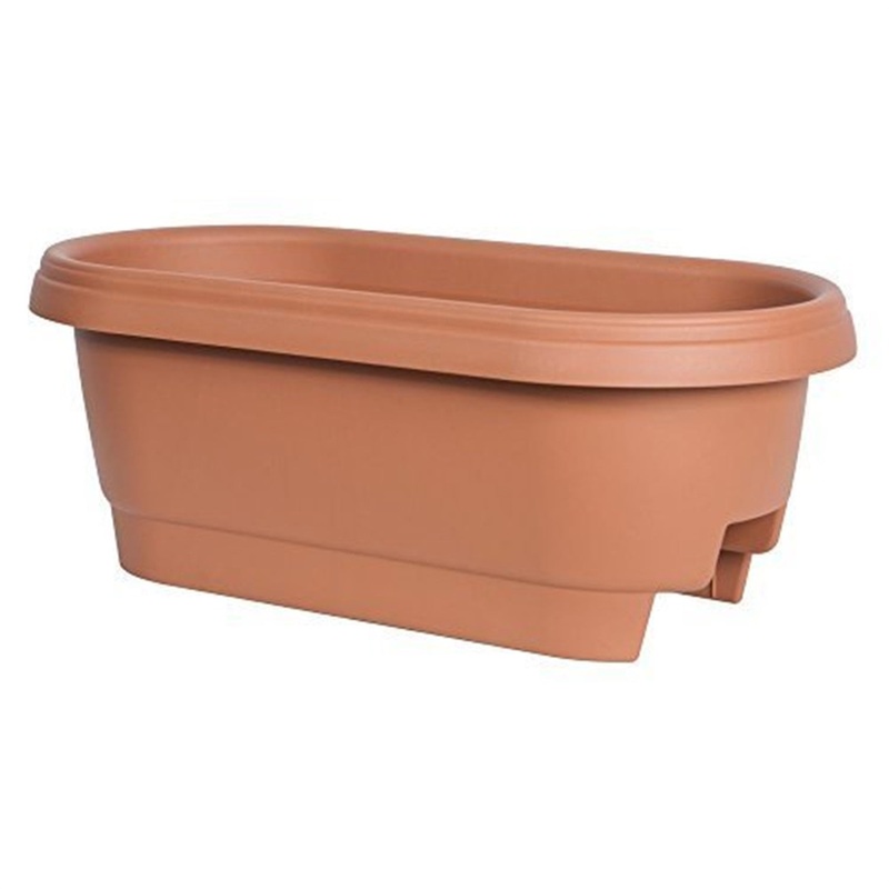 Bloem Classic Oval Deck Rail Planter, Terra Cotta Color 24″
