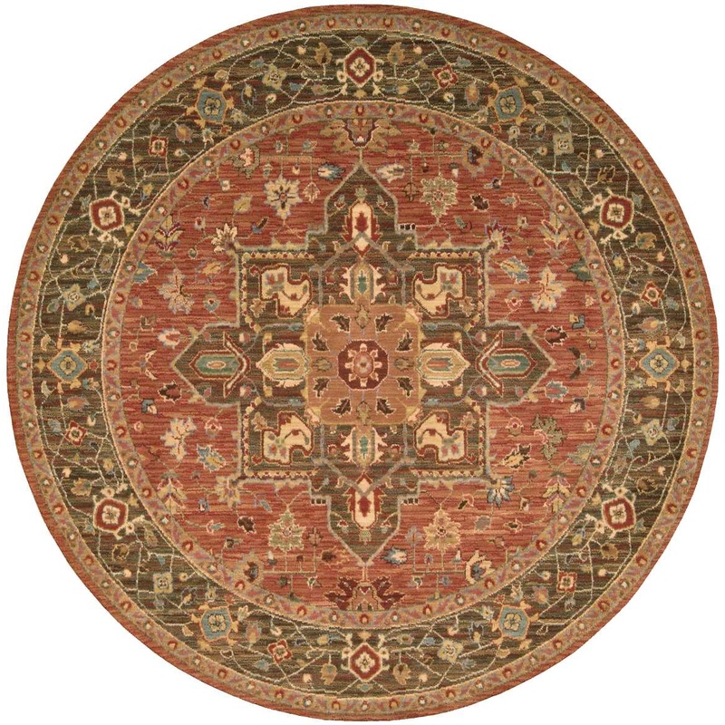 Nourison Living Treasures 5’10” x Round Rust Traditional Indoor Rug