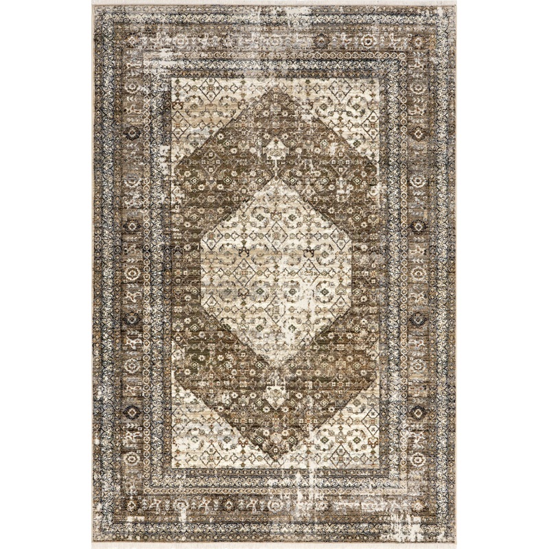 Vintage Medallion Fringe Rug | Brown