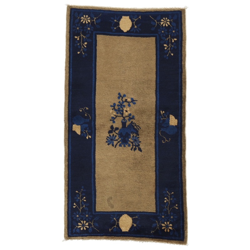 ANTIQUE CHINESE PEKING, CAMEL/BLUE 2′ 0” x 3′ 10”