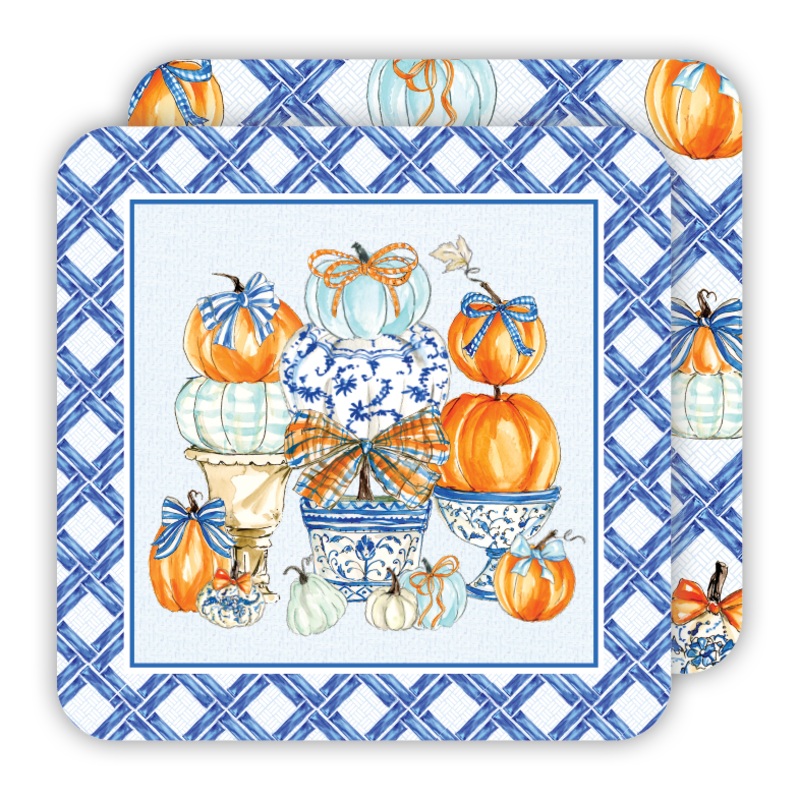 Blue Chinoiserie Square Paper Coasters