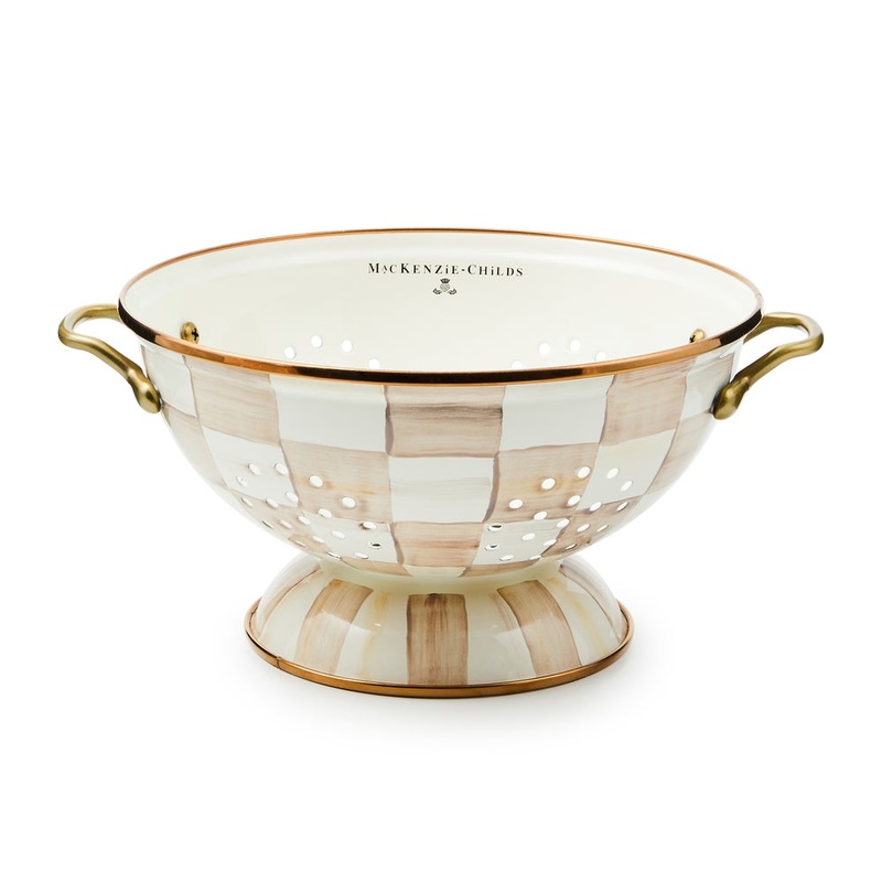 Mocha Check Enamel Colander – Large