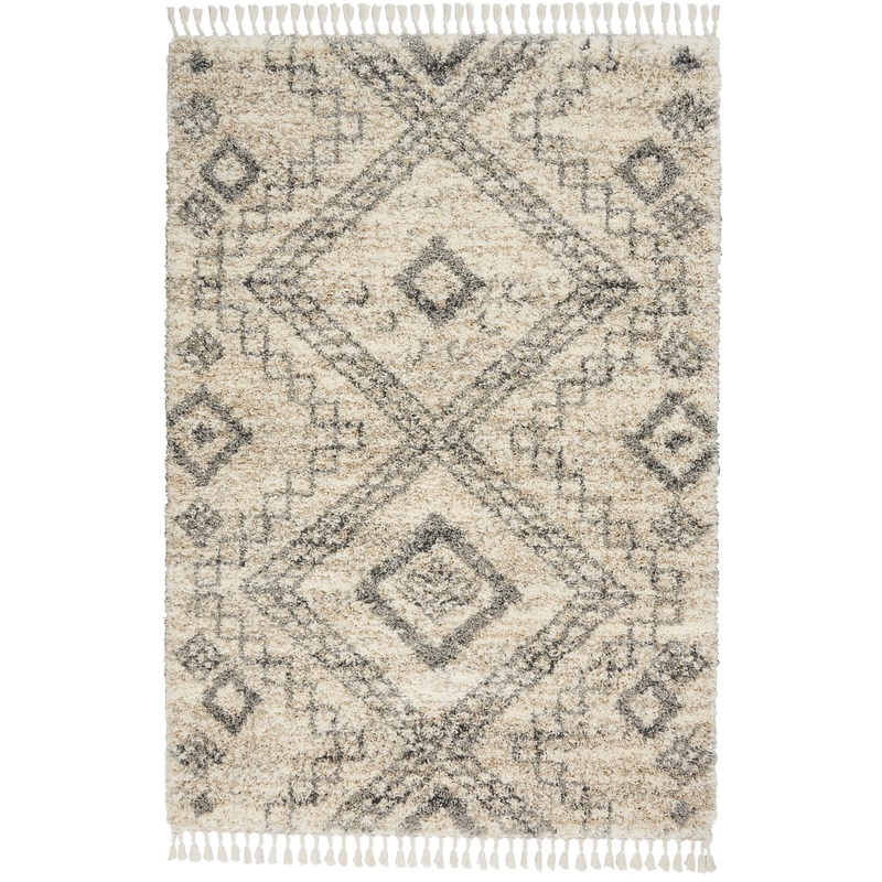 Nourison Oslo Shag 4′ x 6′ Ivory/Grey Shag Indoor Rug