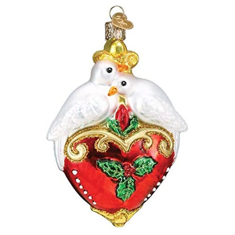 Old World Christmas Glass Blown Ornaments Two Turtle Doves