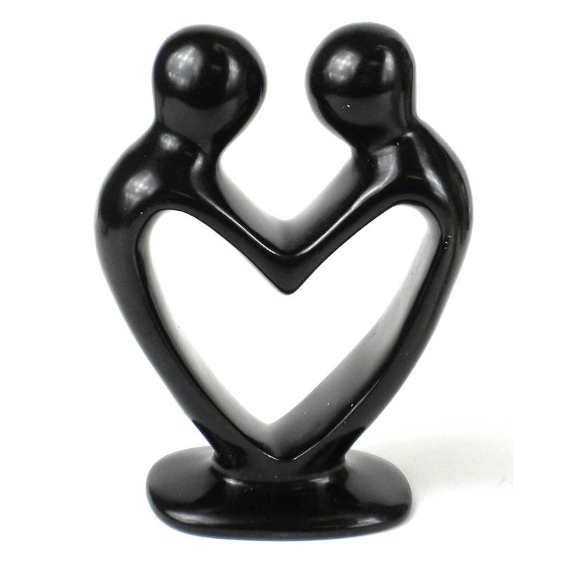Soapstone Lovers Heart Black – 6 Inch