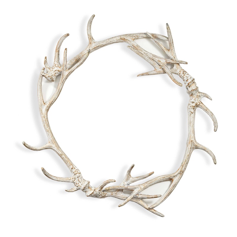 24″ Washed Antler Wreath | White