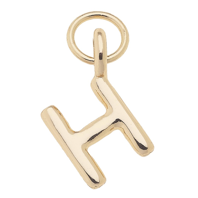 H Mini Initial Charm in Shiny Gold