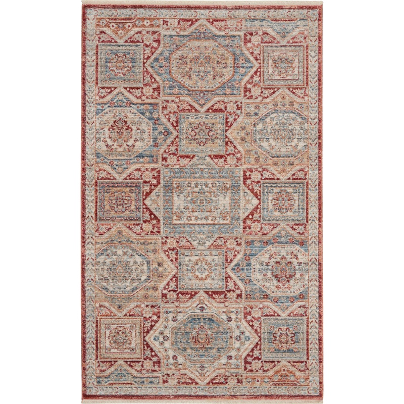 Nourison Homestead 3′ x 5′ Blue/Brick Vintage Indoor Rug
