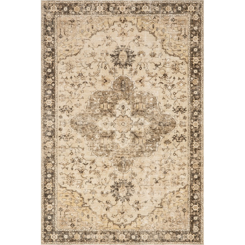 Amaryllis Medallion Washable Rug | Brown