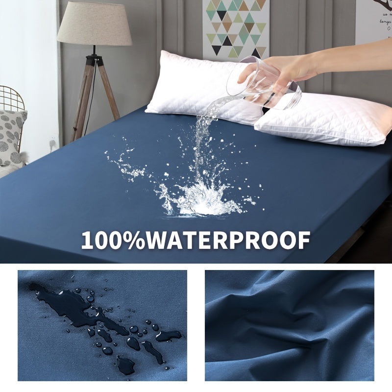 Blue Waterproof Soft Brushed Fitted Sheet