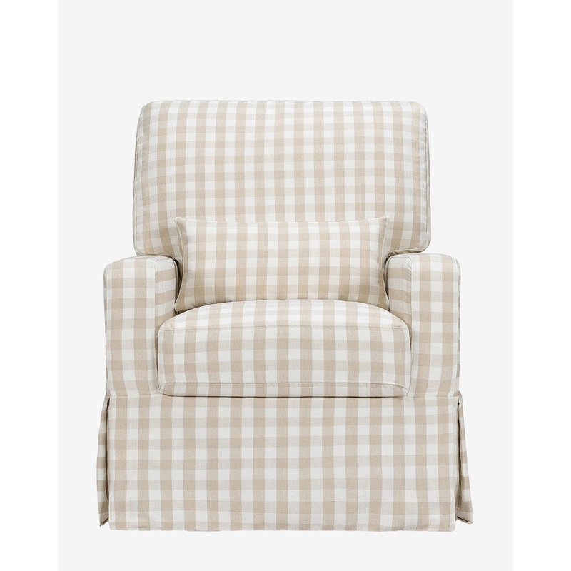 Crawford Pillowback Comfort Swivel Glider in Gingham