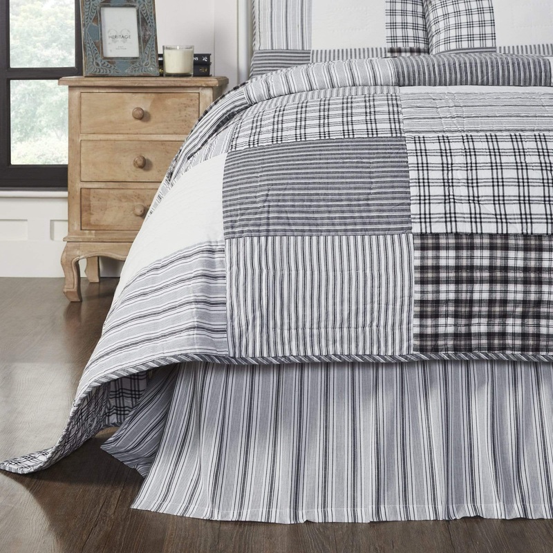 Sawyer Mill Black Ticking Stripe King Bed Skirt 78x80x16