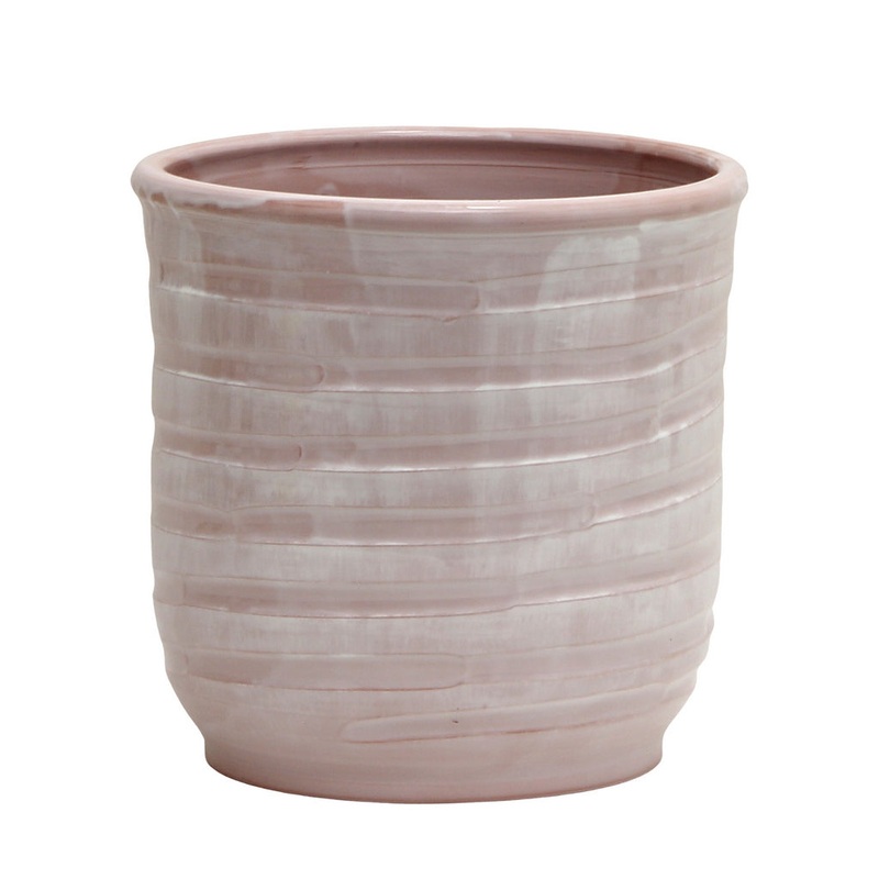 SCAVO Giardini Garden: Modern-Rustic ‘Rigato’ Cachepot/Planter Translucent ROSE’