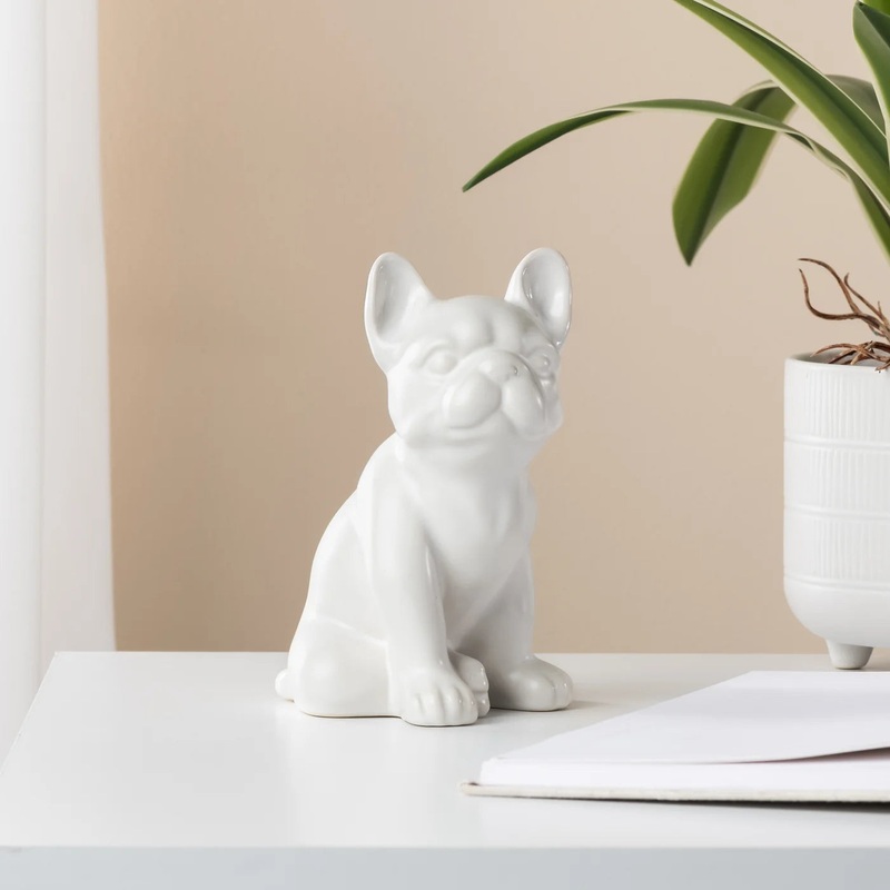 Sitting Bulldog – White