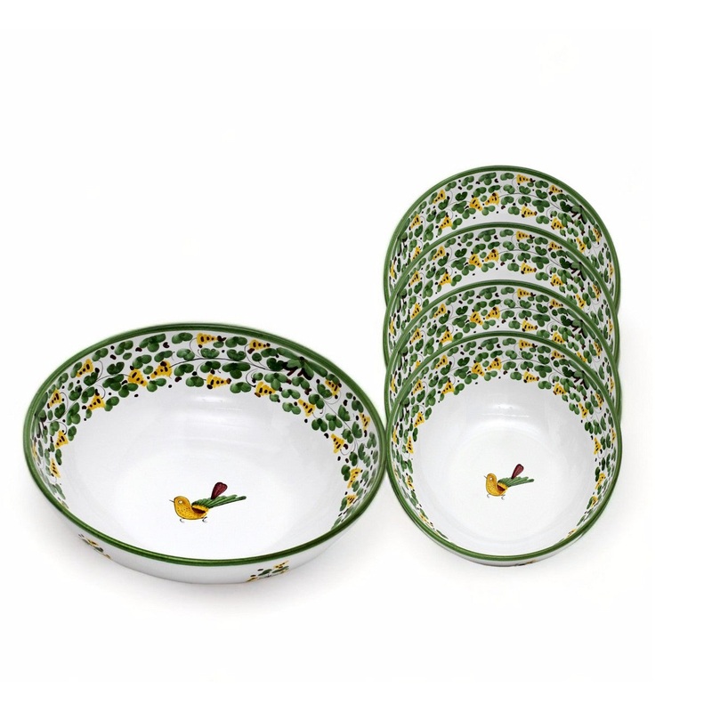 ARABESCO VERDE DERUTA: Five Pieces Pasta/Salad Bundle