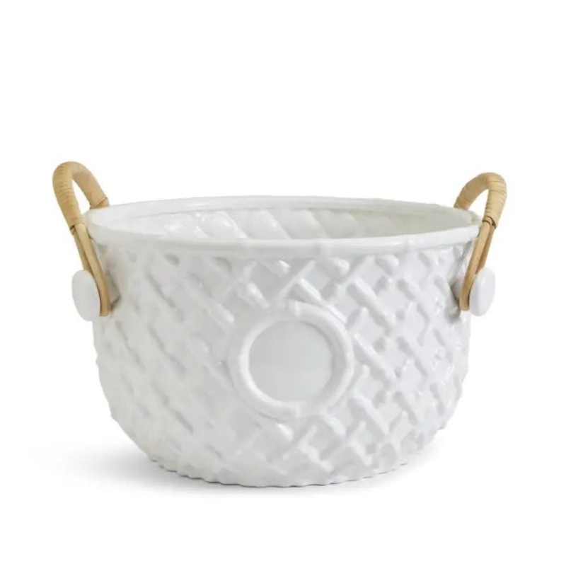 Hampton Faux Bamboo Fretwork Party Bucket with Bamboo Handles