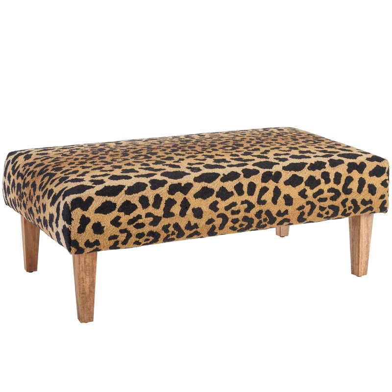 Leopard Rug Ottoman | Brown