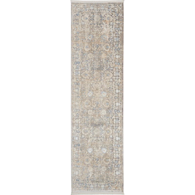 Nourison Lustrous Weave 2’2″ x 7’6″ Ivory Blue Vintage Indoor Rug