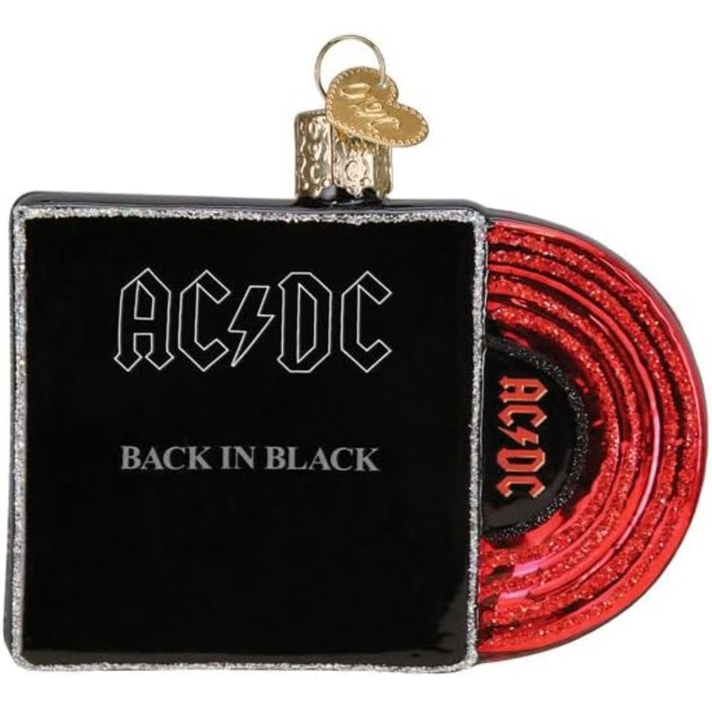 Old World Christmas Blown Glass Ornament for Christmas Tree, Back In Black Album Cover (with OWC Gift Box)