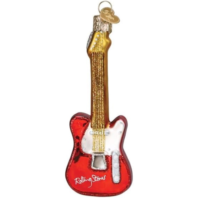 Old World Christmas Blown Glass Ornament for Christmas Tree, The Rolling Stones Guitar (with OWC Gift Box)