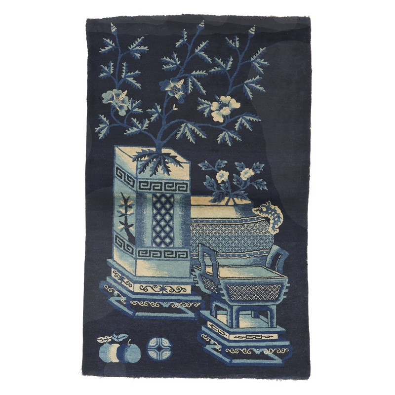 ANTIQUE CHINESE PAO TAO BLUE 3’1″ x 4’11”