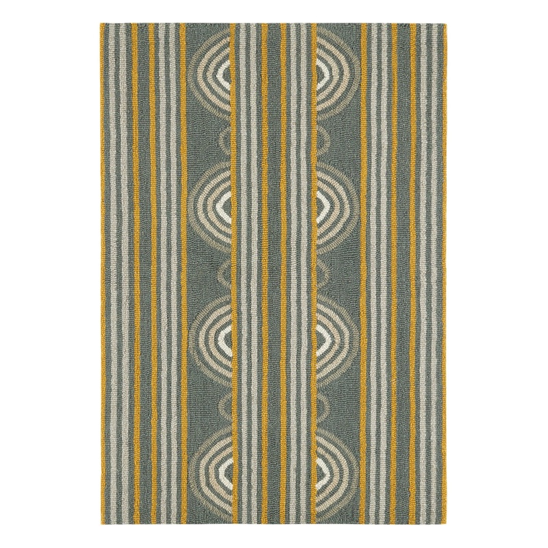 Button Hand Micro Hooked Wool Rug | Grey