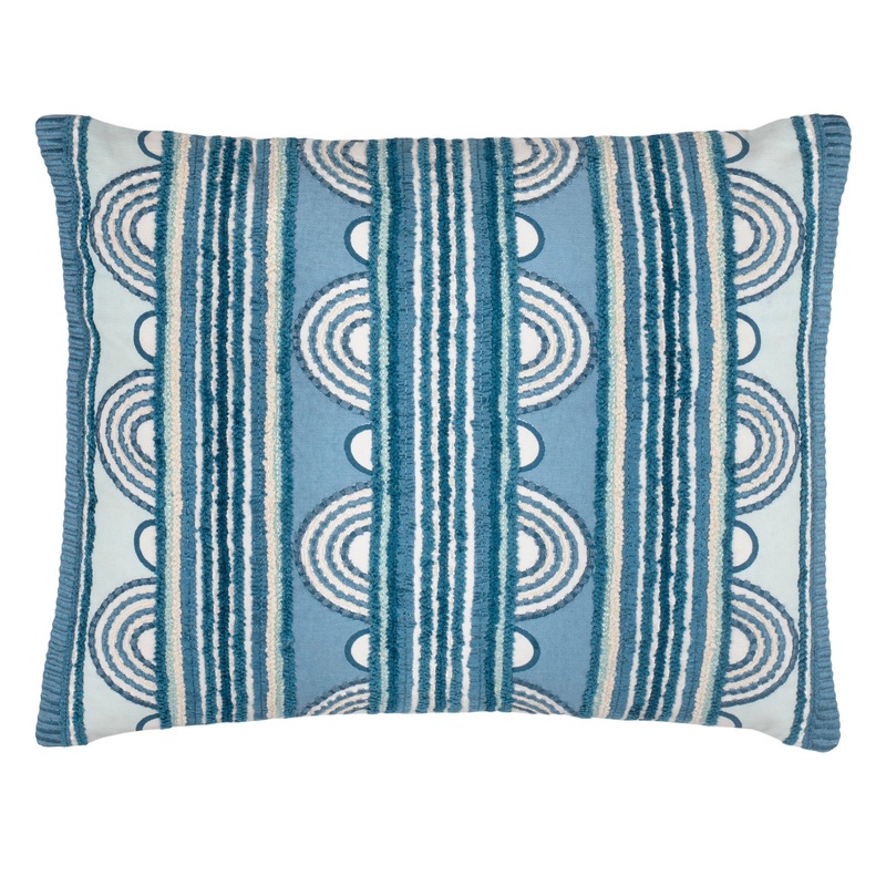 Button Embroidered Decorative Pillow Cover | French Blue