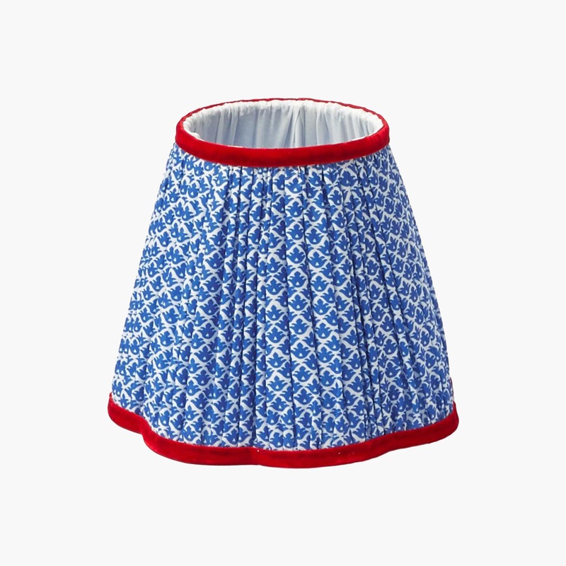 Cobalt & Red Lotus Lampshade (18cm)