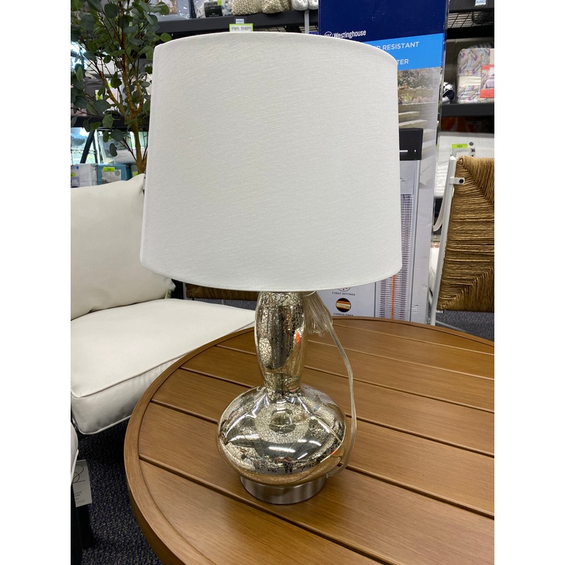 Glass Dollop Mercury Table Lamp with Fabric Shade White – Lalia Home – read description