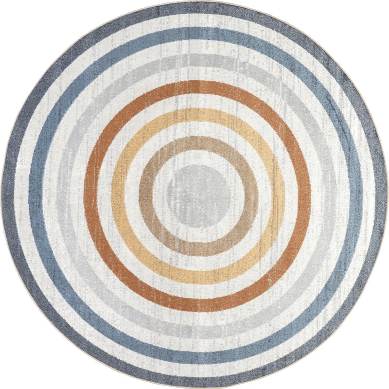 Lilac Striped Bordered Washable Rug | Multicolor