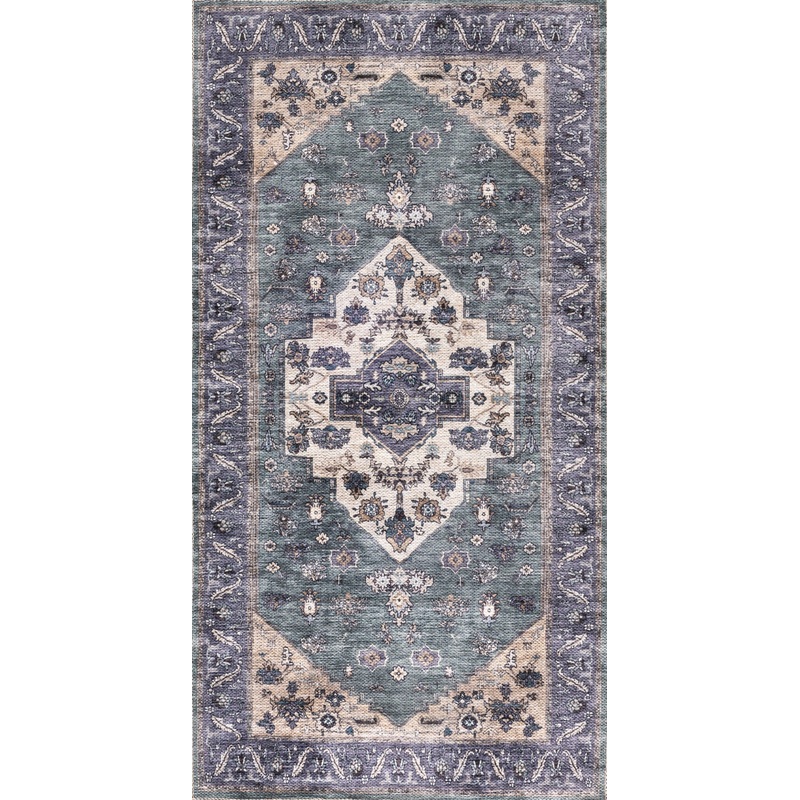 Nourison Grand Washables 2′ x 4′ Teal Blue Vintage Indoor Rug