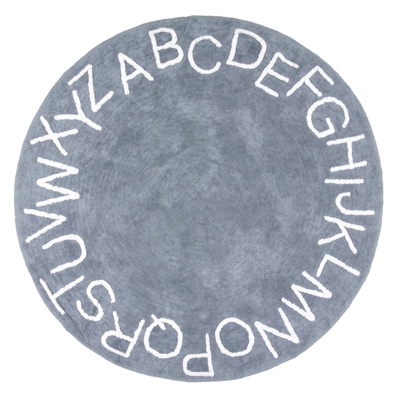 Alphabet Nursery Washable Rug | Blue Grey