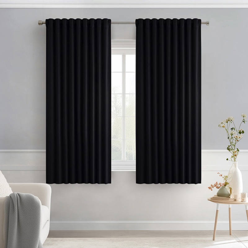 MIULEE Grey Back Tab Blackout Curtains 63 Inch Length 2 Panels Set for Living Room Bedroom Privacy, Rod Pocket/Pinch Pleat Thermal Insulated Room Darkening Pleated Light Blocking Drapes