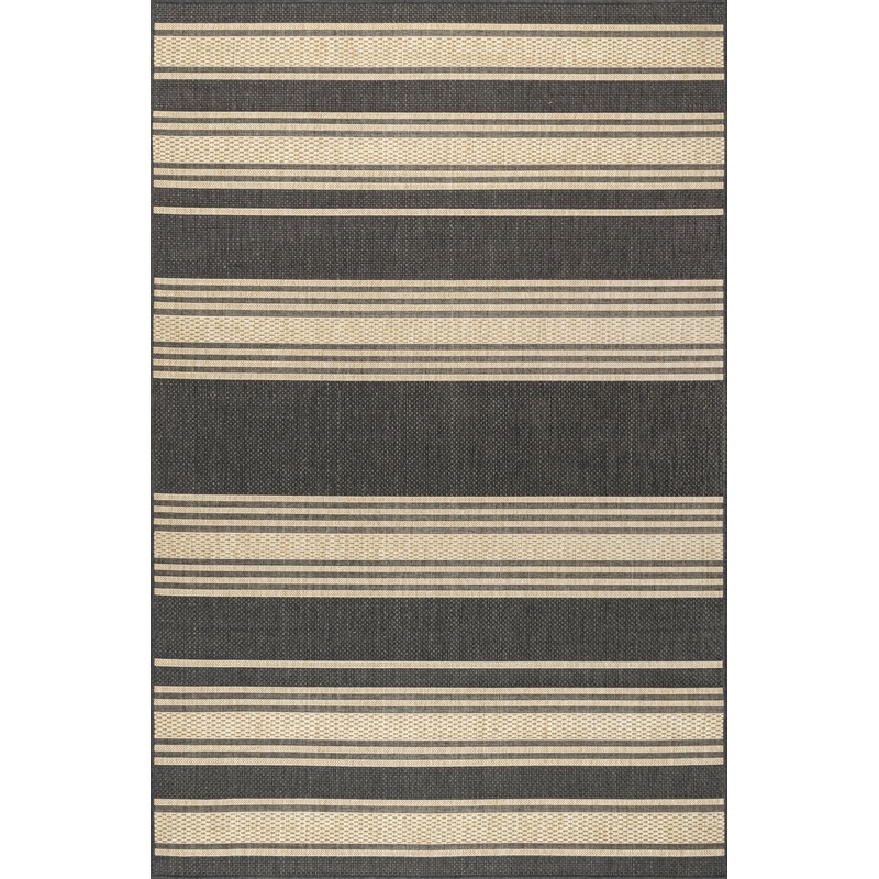 Romy Striped Indoor/Outdoor Rug | Charcoal