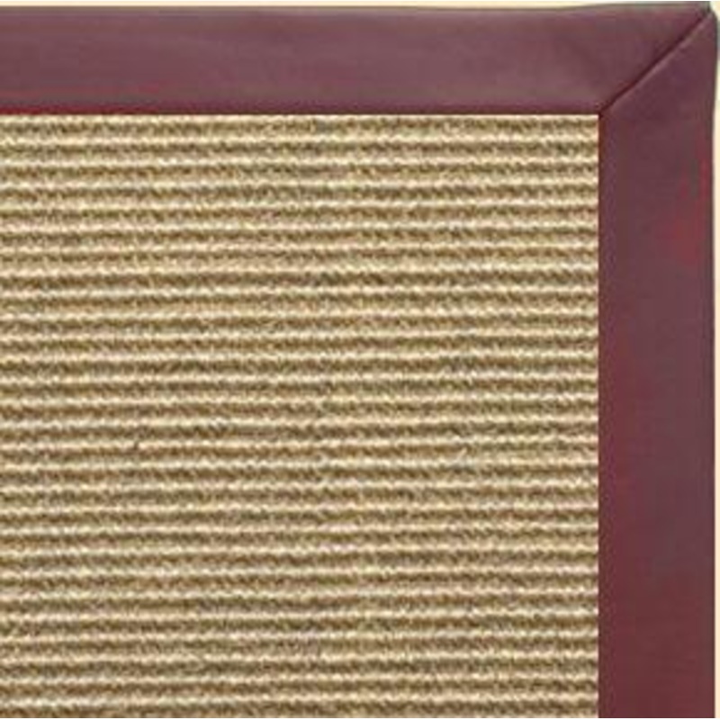 Bone Sisal Rug with Burgundy Leather Border