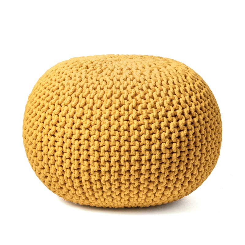 Knitted Round Pouf | Ming Yellow