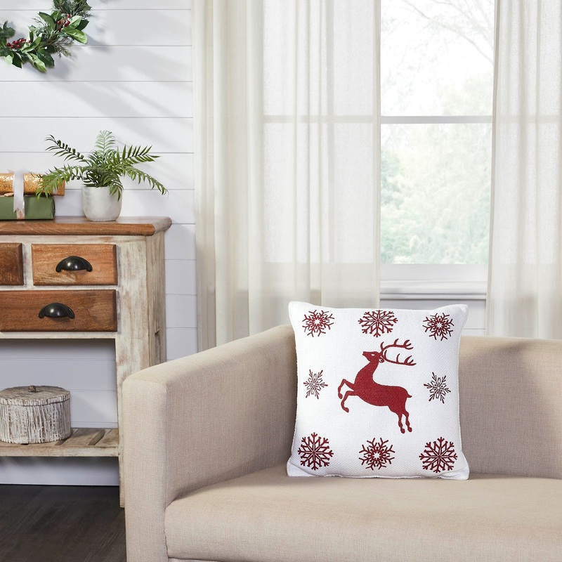 Scandia Snowflake Red White Pillow 16×16