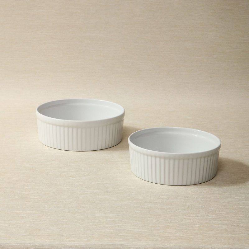 Classic pleated souffle dish by Pillivuyt, France – 8″  -6c
