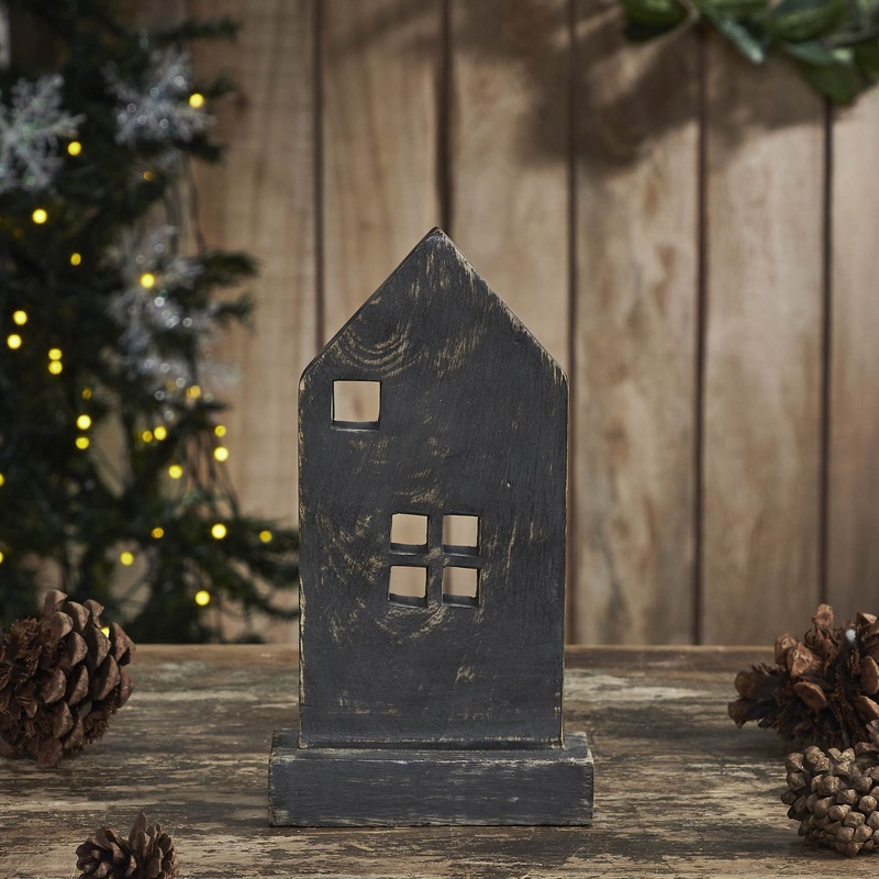 Rustic Wooden House Grey 8.5×4.75×2