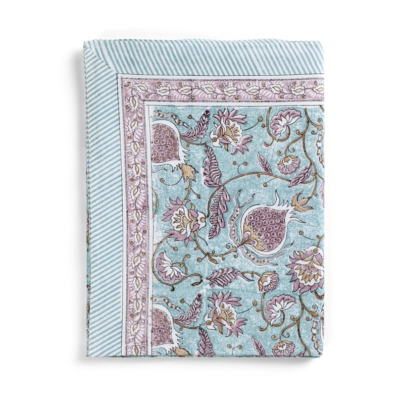 Cotton Tablecloth Pomegranate Design – Turquoise
