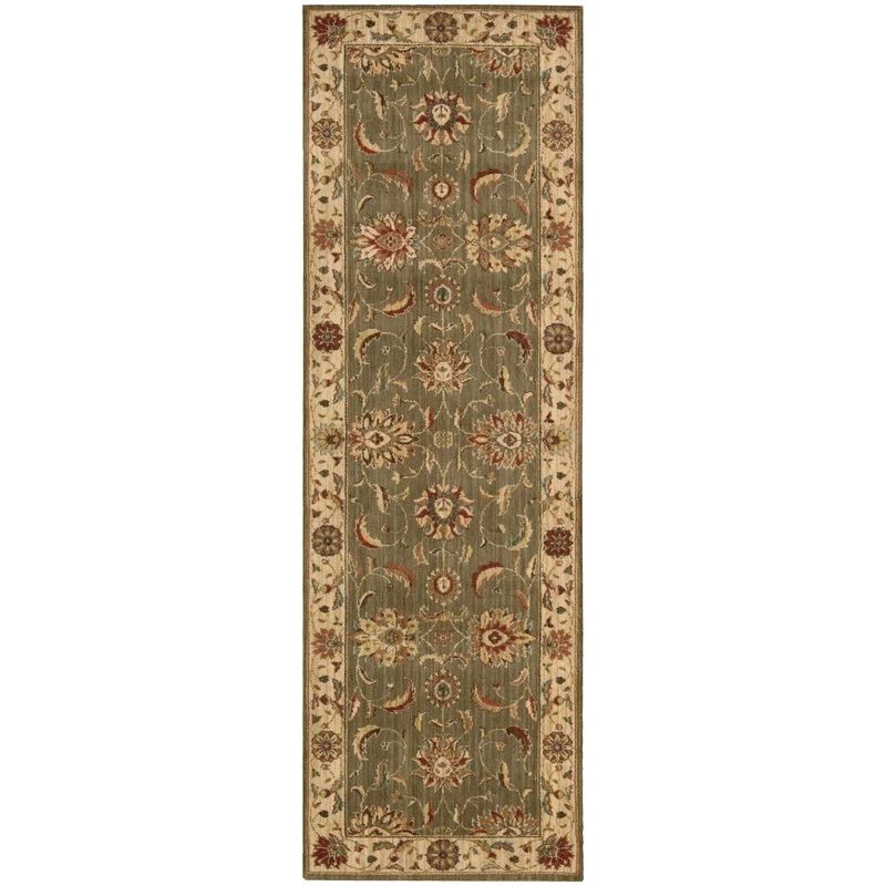 Nourison Living Treasures 2’6″ x 8′ Green Traditional Indoor Rug