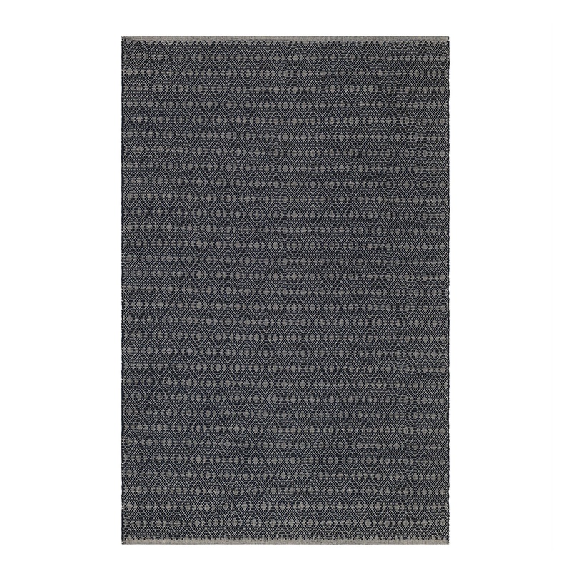 Optic Diamond Handwoven Cotton Rug | Navy/Ivory