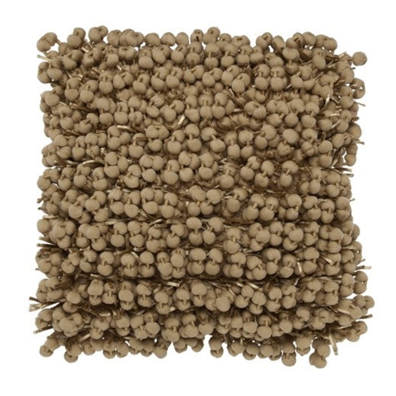 Pompom Woven Beige Pillow