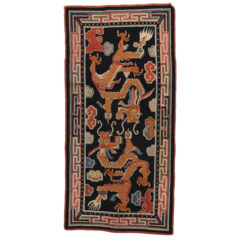ANTIQUE TIBETAN DRAGON RUG 2’9″ X 5’7″