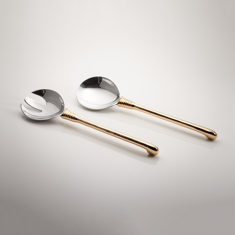 Djembe Salad Server Long Gold