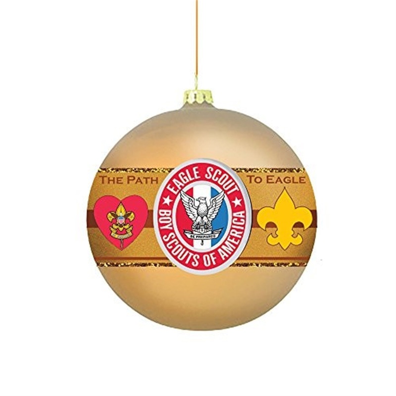 Kurt Adler Boy Scouts of America “The Path to Eagle” Glass Ball Ornament, 3″