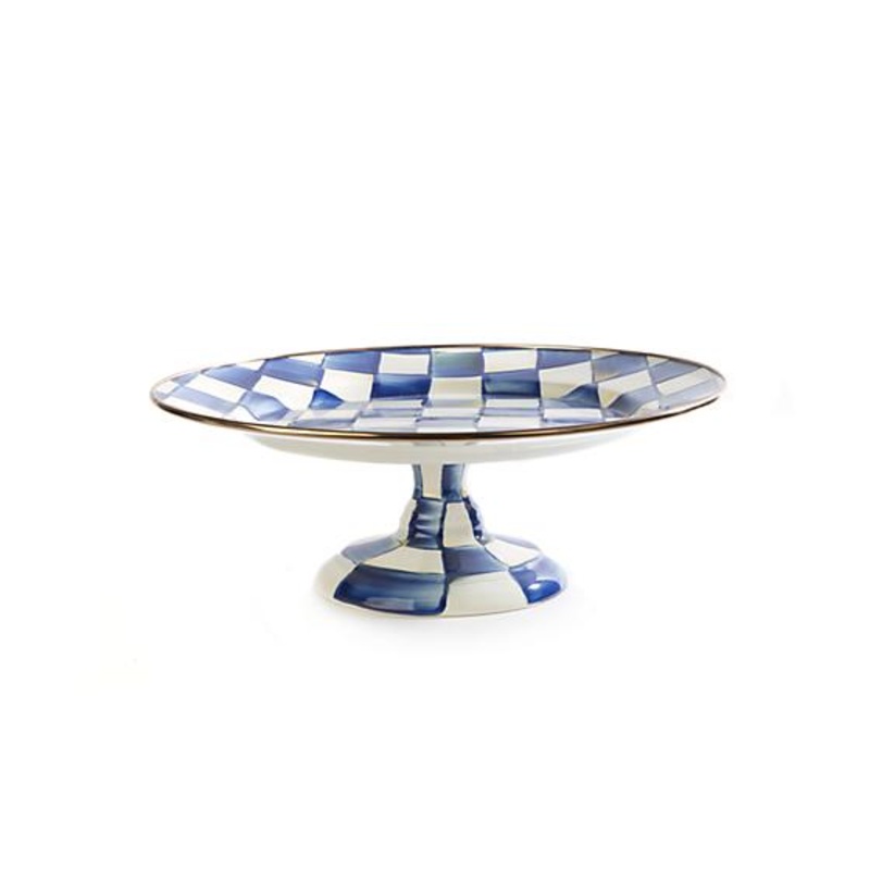 Royal Check Enamel Pedestal Platter – Small