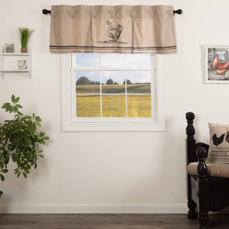 Sawyer Mill Charcoal Chicken Valance Pleated 20×60