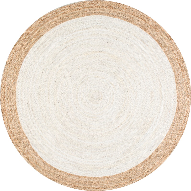 Jute Simple Border Rug | White