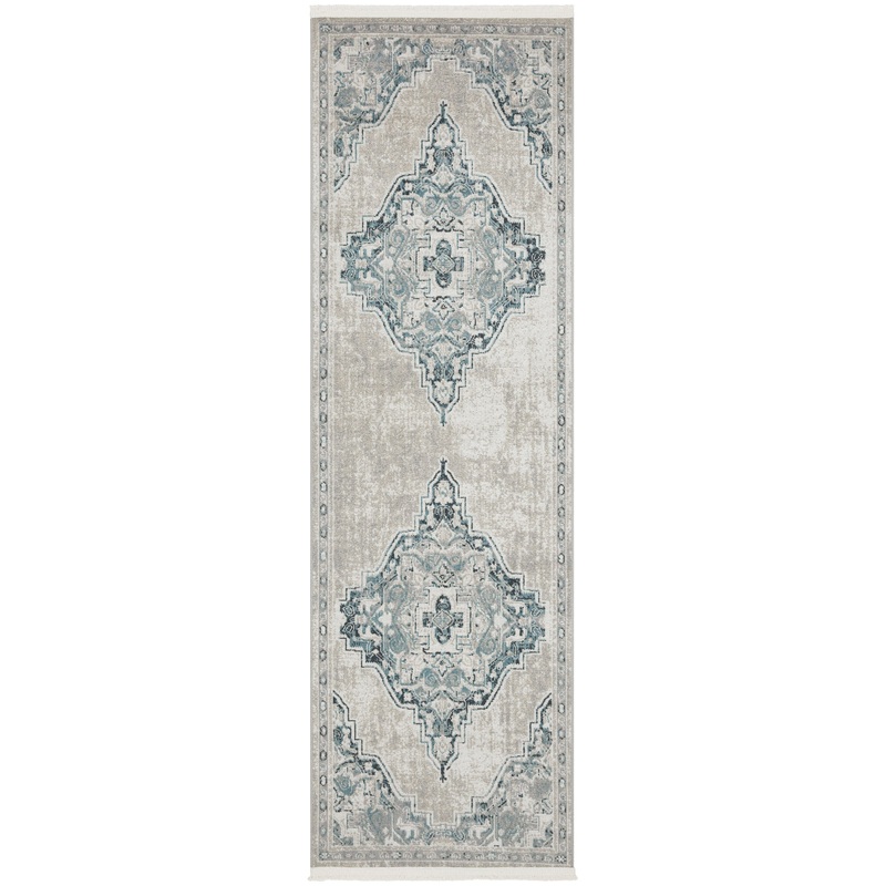 Nourison Carina 2’2″ x 7’6″ Lt.Blue/Ivory Vintage Indoor Rug